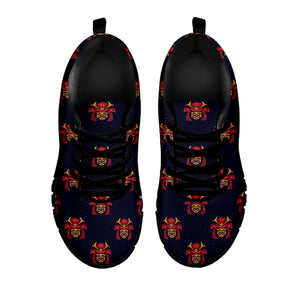 Japanese Samurai Pattern Print Black Sneakers