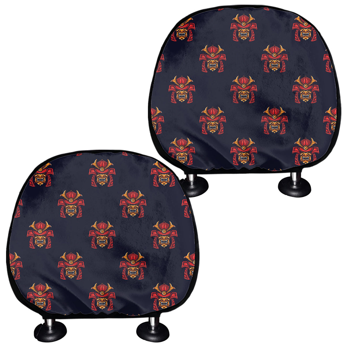 Japanese Samurai Pattern Print Car Headrest Covers