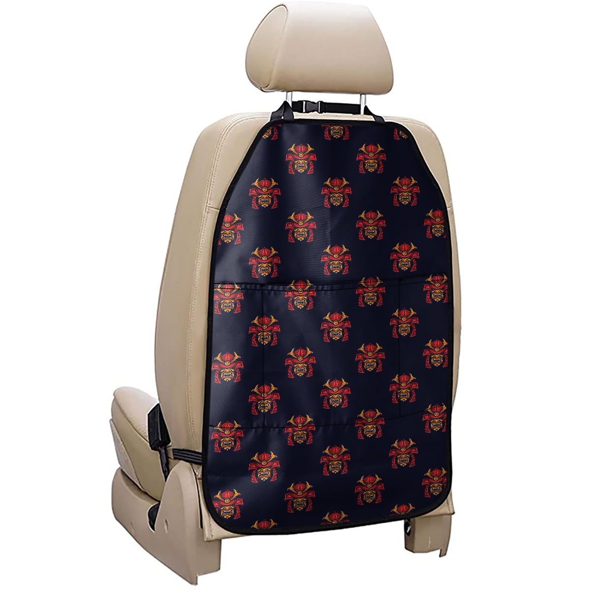 Japanese Samurai Pattern Print Car Seat Organizers