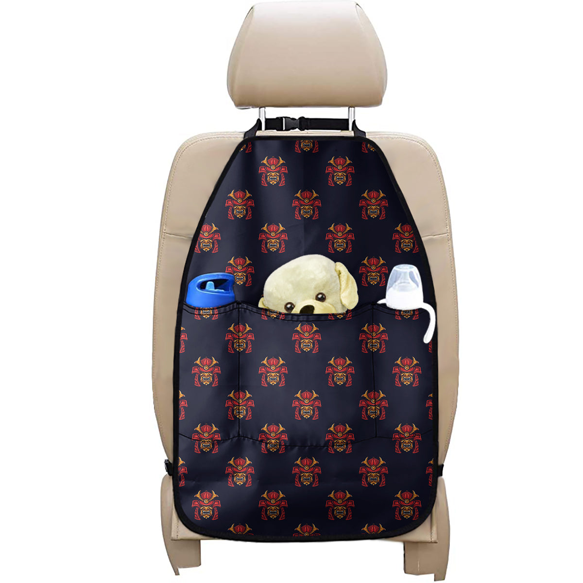Japanese Samurai Pattern Print Car Seat Organizers