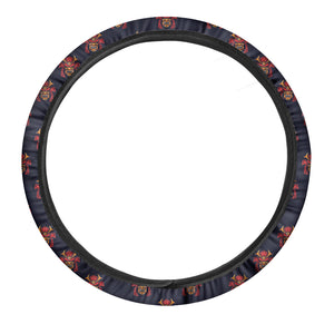 Japanese Samurai Pattern Print Car Steering Wheel Cover