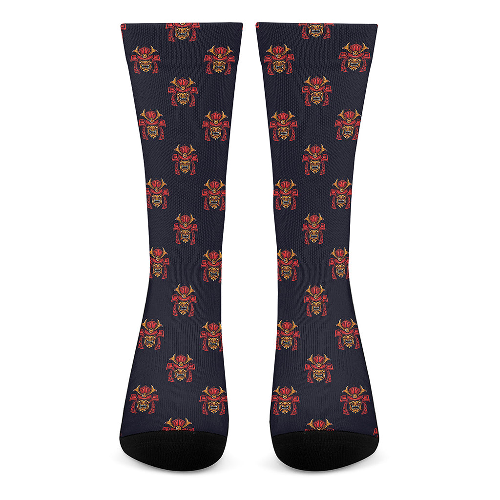 Japanese Samurai Pattern Print Crew Socks