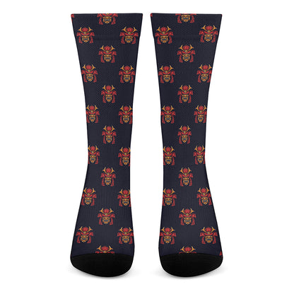 Japanese Samurai Pattern Print Crew Socks