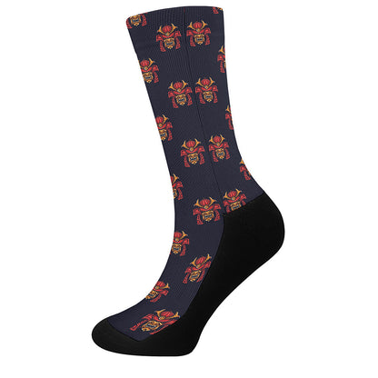 Japanese Samurai Pattern Print Crew Socks