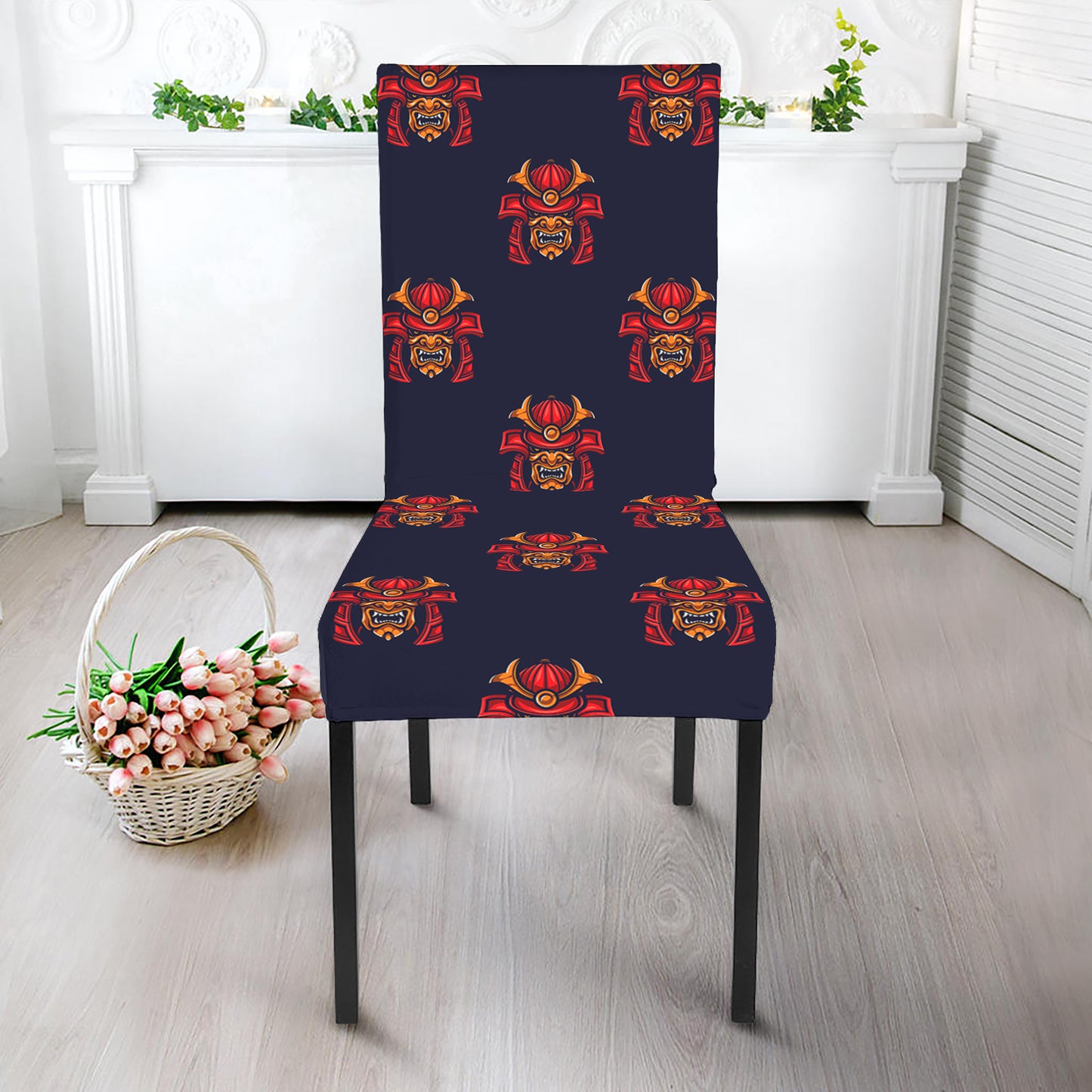Japanese Samurai Pattern Print Dining Chair Slipcover
