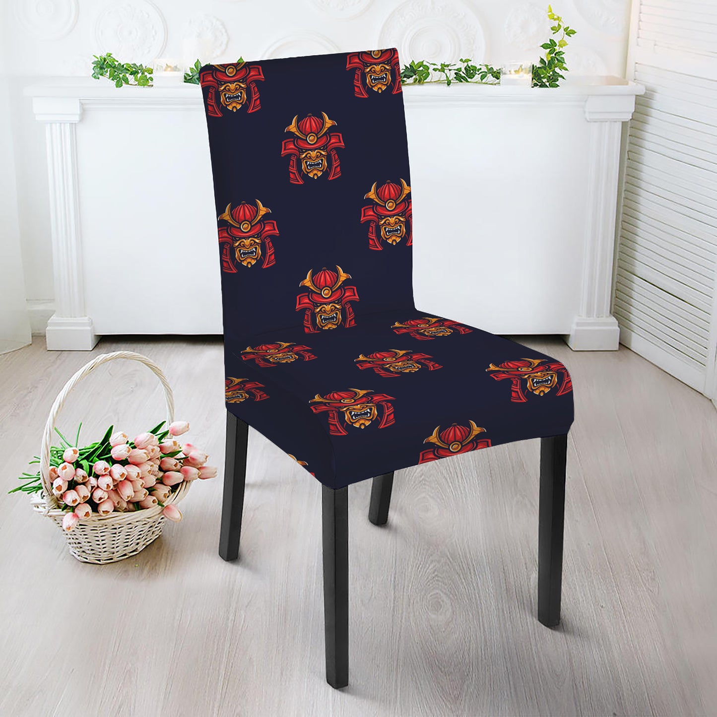 Japanese Samurai Pattern Print Dining Chair Slipcover
