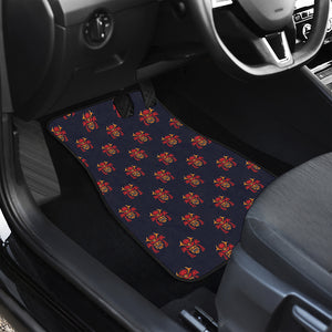 Japanese Samurai Pattern Print Front and Back Car Floor Mats