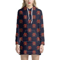 Japanese Samurai Pattern Print Pullover Hoodie Dress