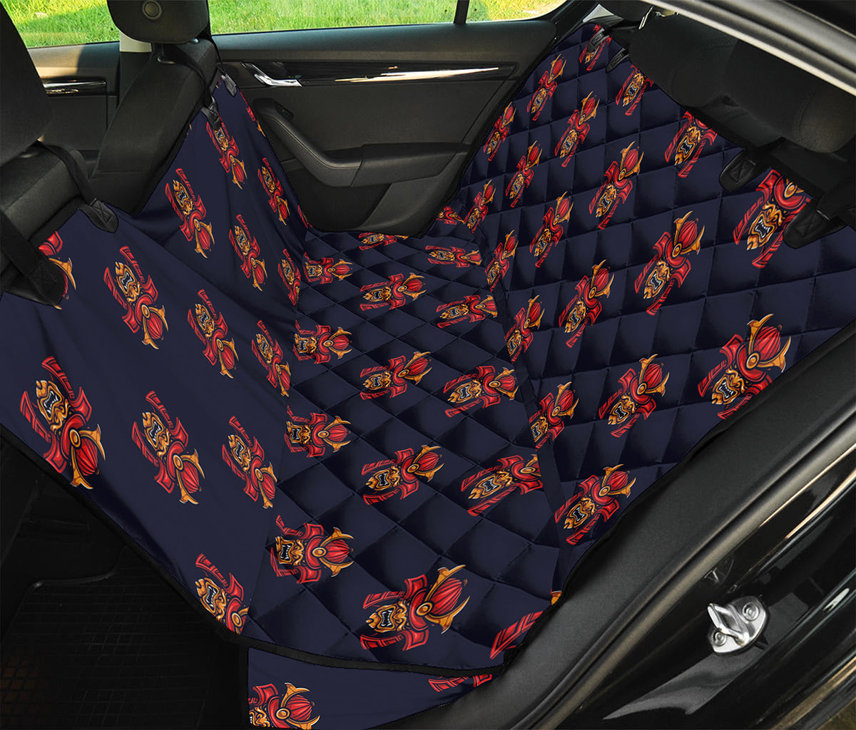 Japanese Samurai Pattern Print Pet Car Back Seat Cover