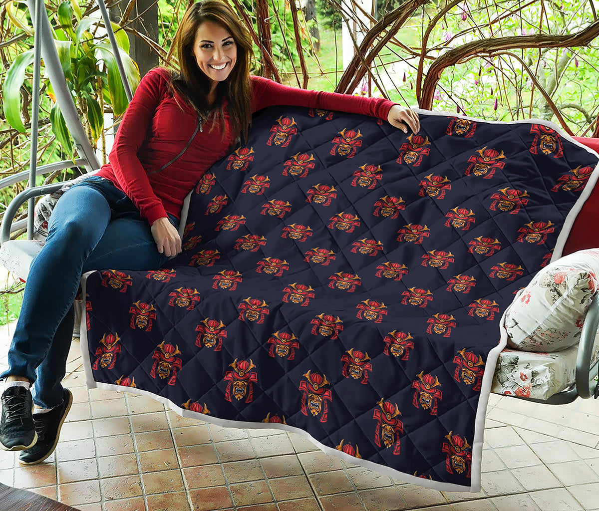 Japanese Samurai Pattern Print Quilt
