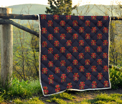 Japanese Samurai Pattern Print Quilt