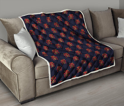 Japanese Samurai Pattern Print Quilt