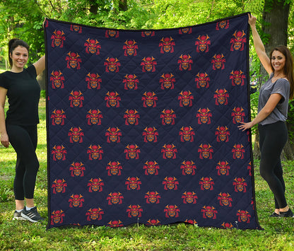Japanese Samurai Pattern Print Quilt