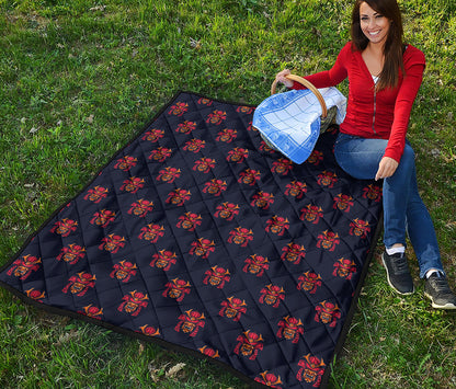 Japanese Samurai Pattern Print Quilt