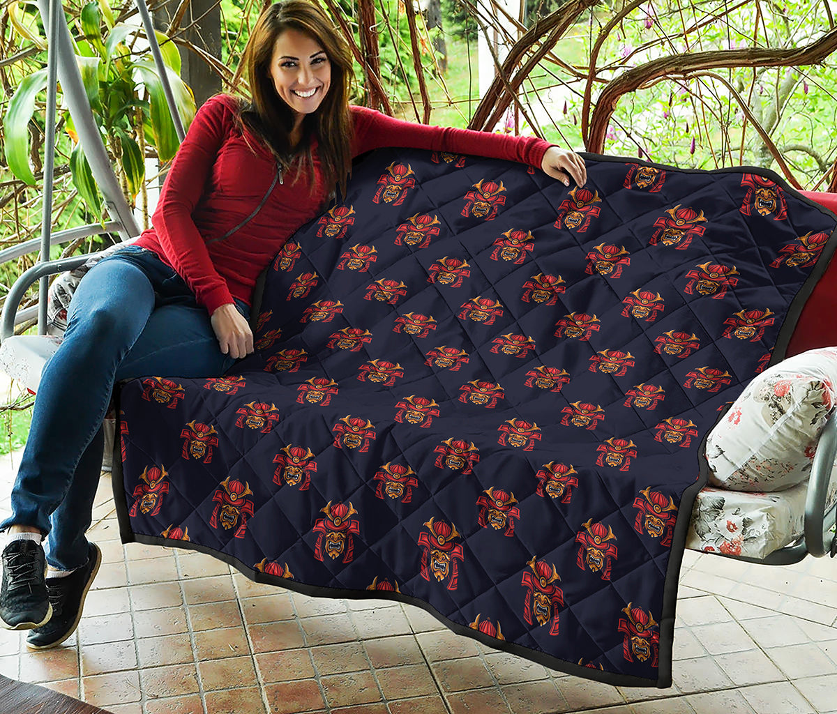 Japanese Samurai Pattern Print Quilt