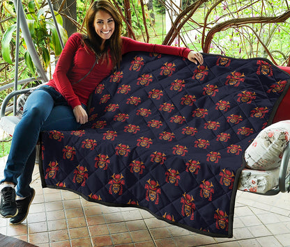 Japanese Samurai Pattern Print Quilt