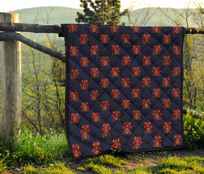 Japanese Samurai Pattern Print Quilt