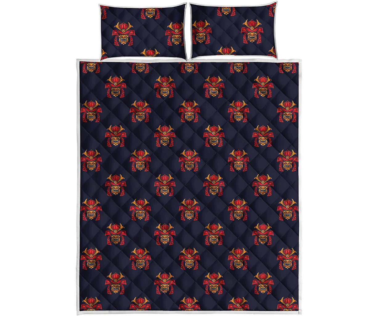 Japanese Samurai Pattern Print Quilt Bed Set