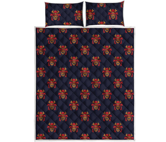 Japanese Samurai Pattern Print Quilt Bed Set
