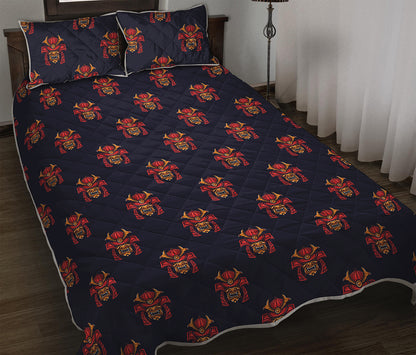 Japanese Samurai Pattern Print Quilt Bed Set