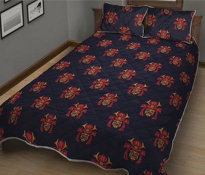Japanese Samurai Pattern Print Quilt Bed Set