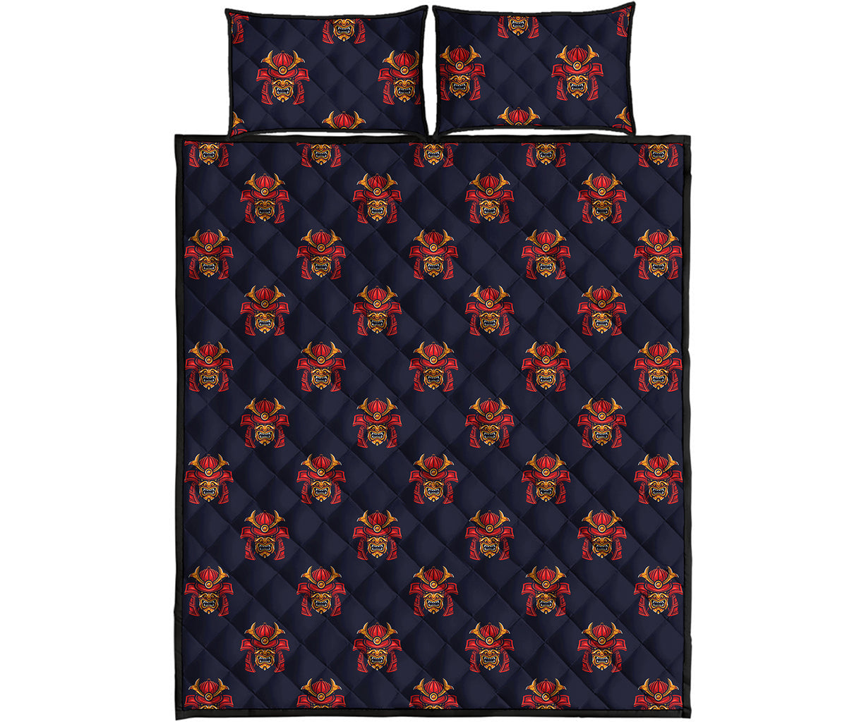 Japanese Samurai Pattern Print Quilt Bed Set