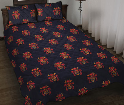 Japanese Samurai Pattern Print Quilt Bed Set