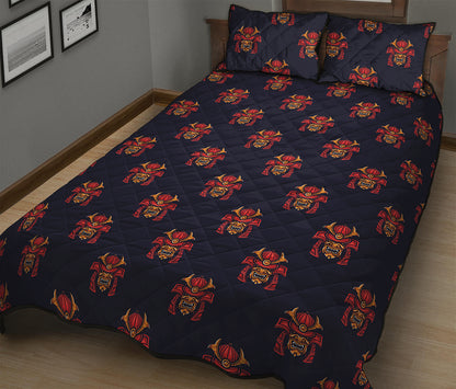 Japanese Samurai Pattern Print Quilt Bed Set