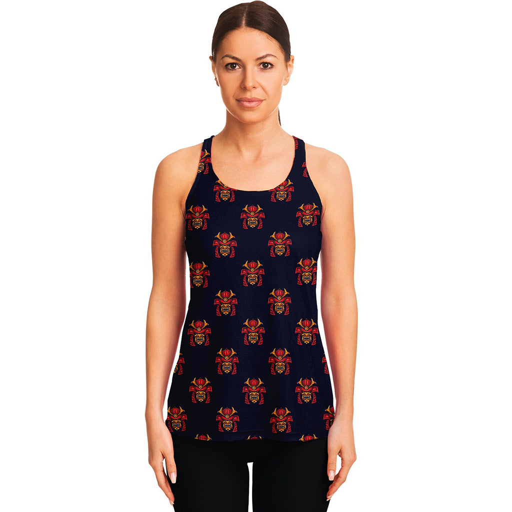 Japanese Samurai Pattern Print Women's Racerback Tank Top