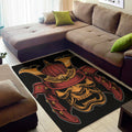 Japanese Samurai Warrior Mask Print Floor Mat