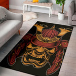 Japanese Samurai Warrior Mask Print Area Rug