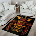 Japanese Samurai Warrior Mask Print Area Rug