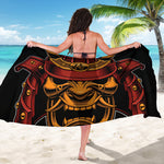 Japanese Samurai Warrior Mask Print Beach Sarong Wrap