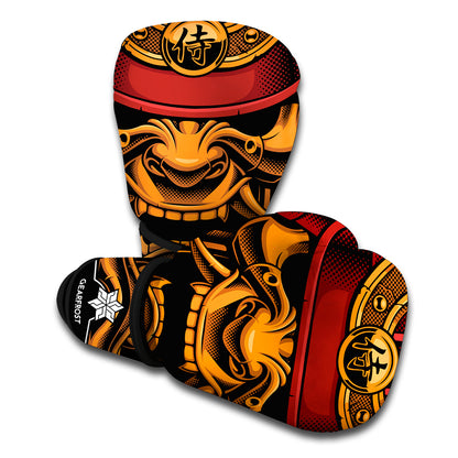 Japanese Samurai Warrior Mask Print Boxing Gloves