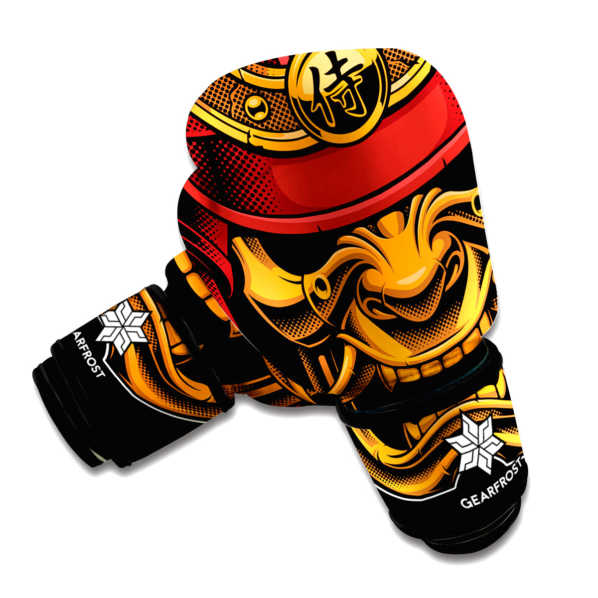 Japanese Samurai Warrior Mask Print Boxing Gloves