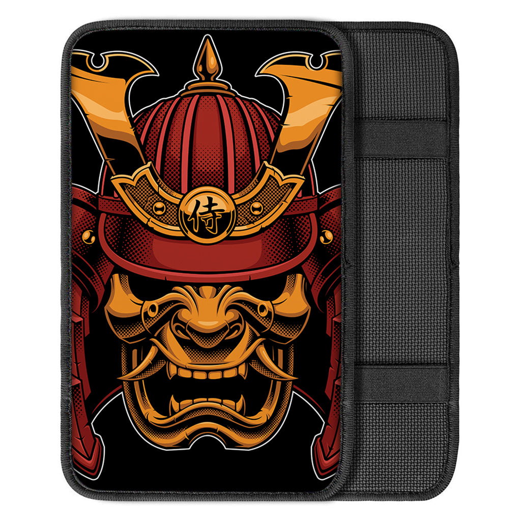 Japanese Samurai Warrior Mask Print Car Center Console Cover
