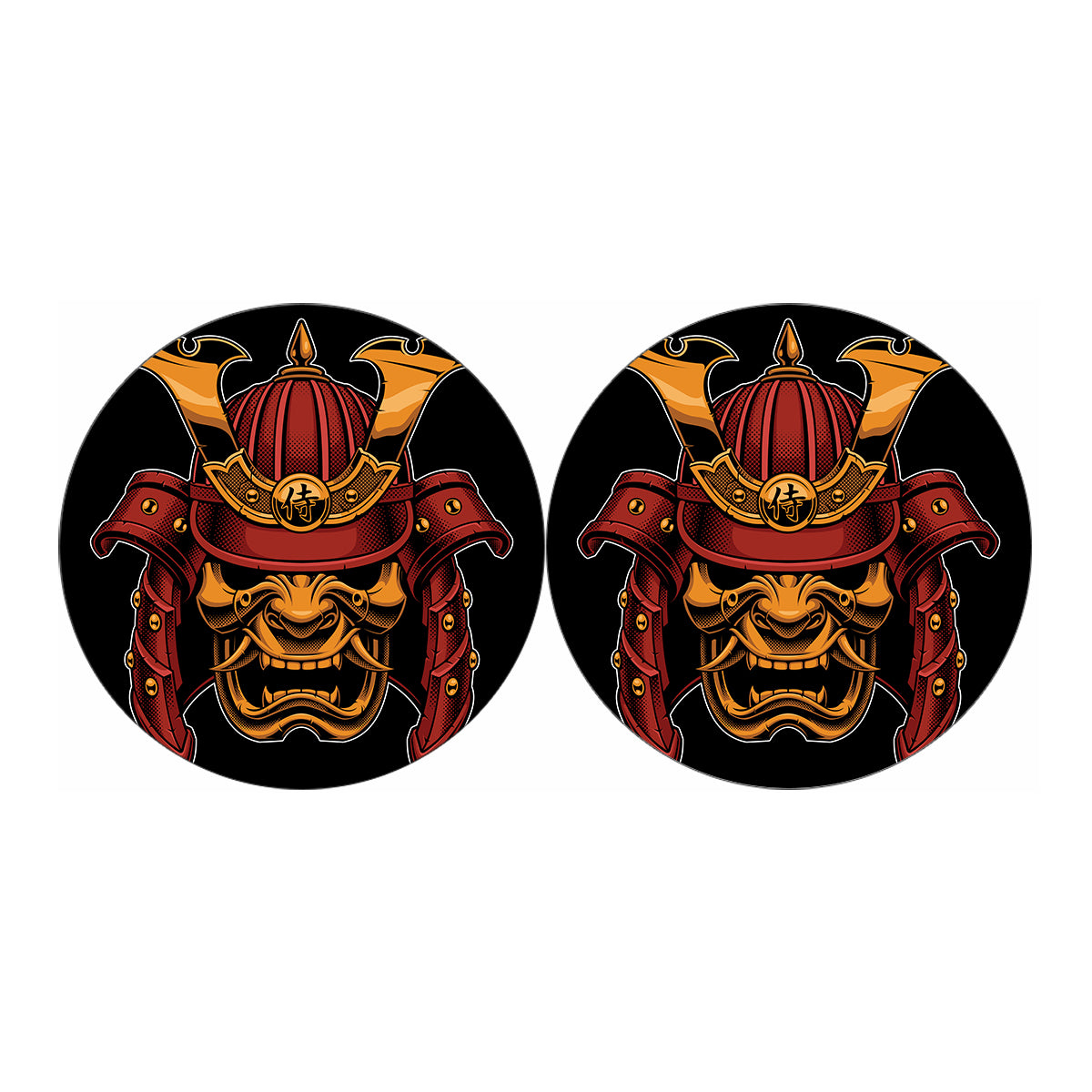 Japanese Samurai Warrior Mask Print Car Coasters