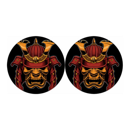Japanese Samurai Warrior Mask Print Car Coasters