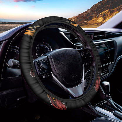 Japanese Samurai Warrior Mask Print Car Steering Wheel Cover