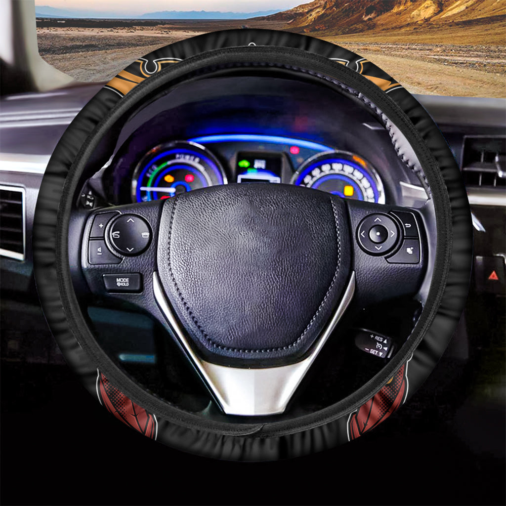 Japanese Samurai Warrior Mask Print Car Steering Wheel Cover