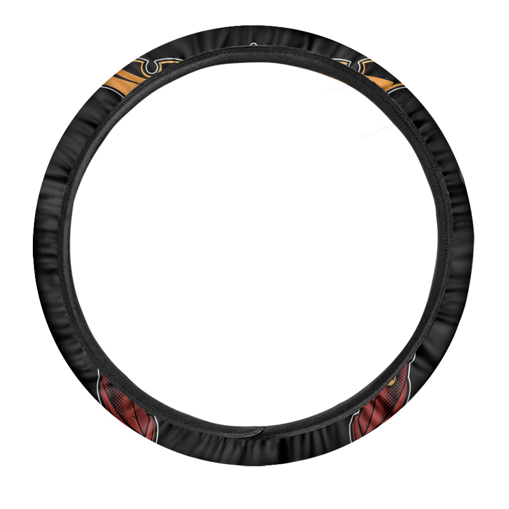 Japanese Samurai Warrior Mask Print Car Steering Wheel Cover