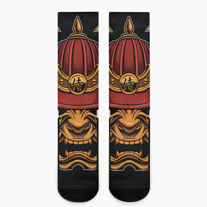 Japanese Samurai Warrior Mask Print Crew Socks