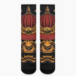 Japanese Samurai Warrior Mask Print Crew Socks