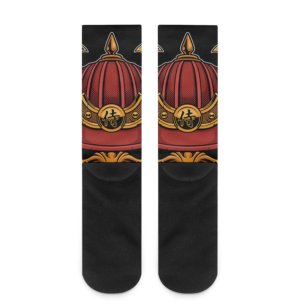 Japanese Samurai Warrior Mask Print Crew Socks