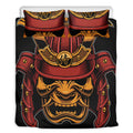 Japanese Samurai Warrior Mask Print Duvet Cover Bedding Set