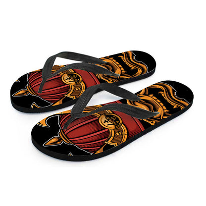 Japanese Samurai Warrior Mask Print Flip Flops