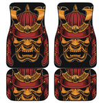 Japanese Samurai Warrior Mask Print Front and Back Car Floor Mats