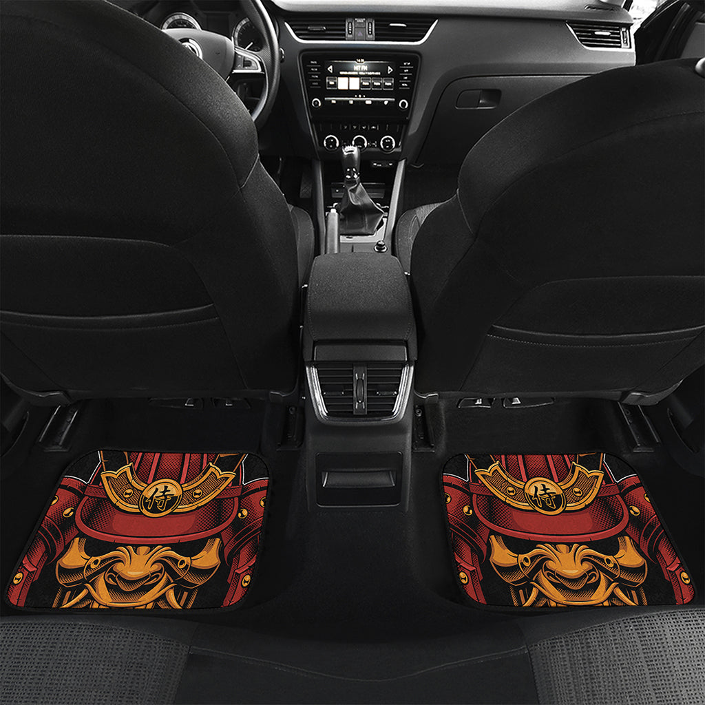 Japanese Samurai Warrior Mask Print Front and Back Car Floor Mats