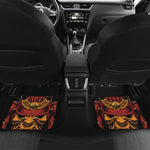 Japanese Samurai Warrior Mask Print Front and Back Car Floor Mats