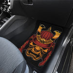 Japanese Samurai Warrior Mask Print Front and Back Car Floor Mats